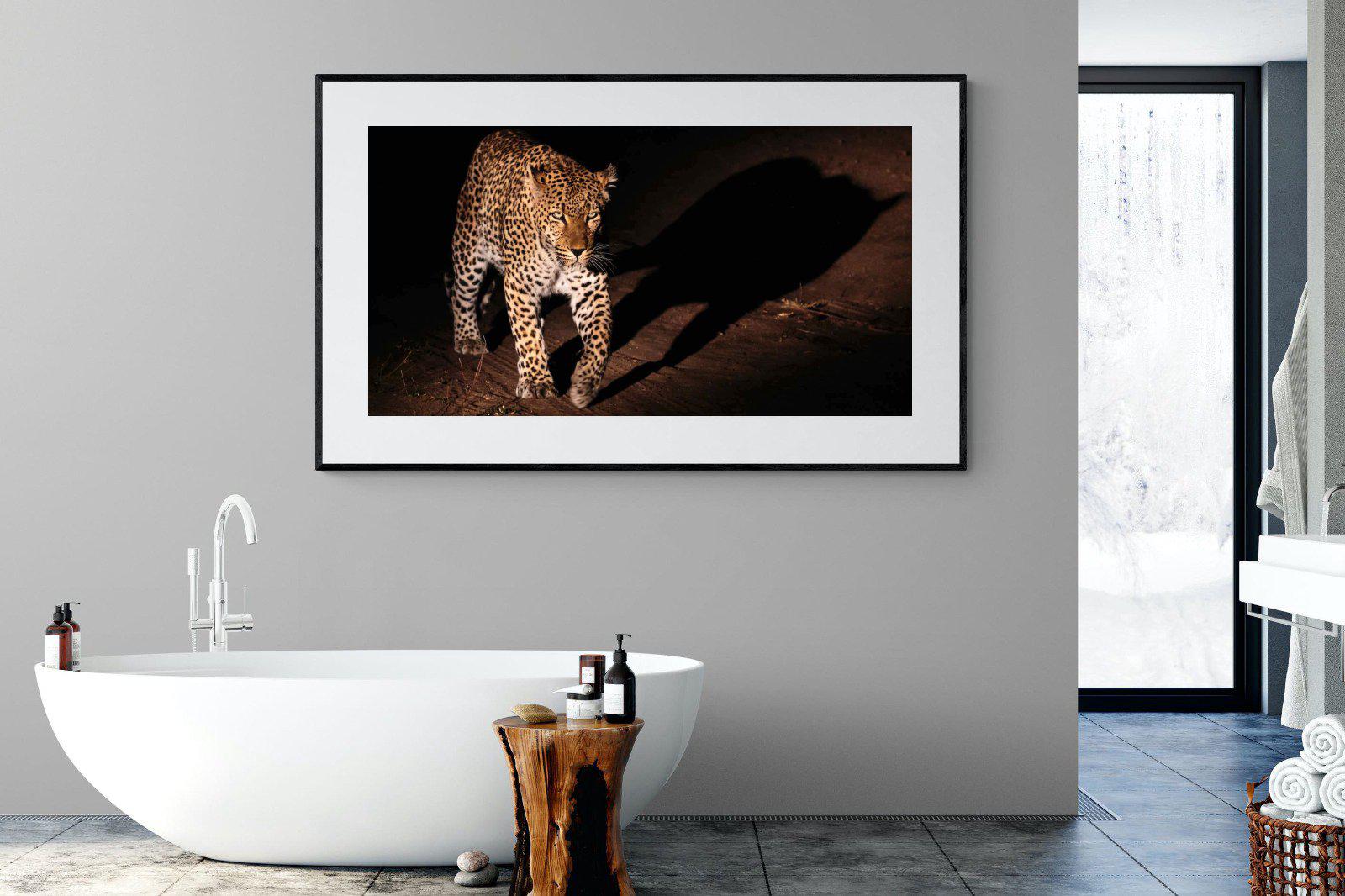 Night Leopard-Wall_Art-180 x 110cm-Framed Print-Black-Pixalot