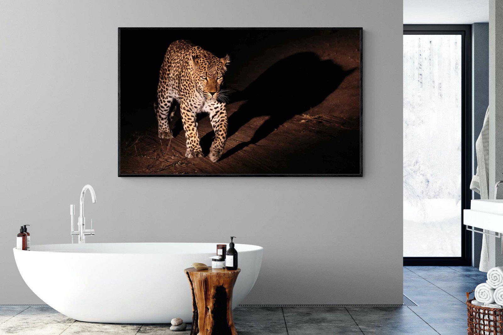 Night Leopard-Wall_Art-180 x 110cm-Mounted Canvas-Black-Pixalot