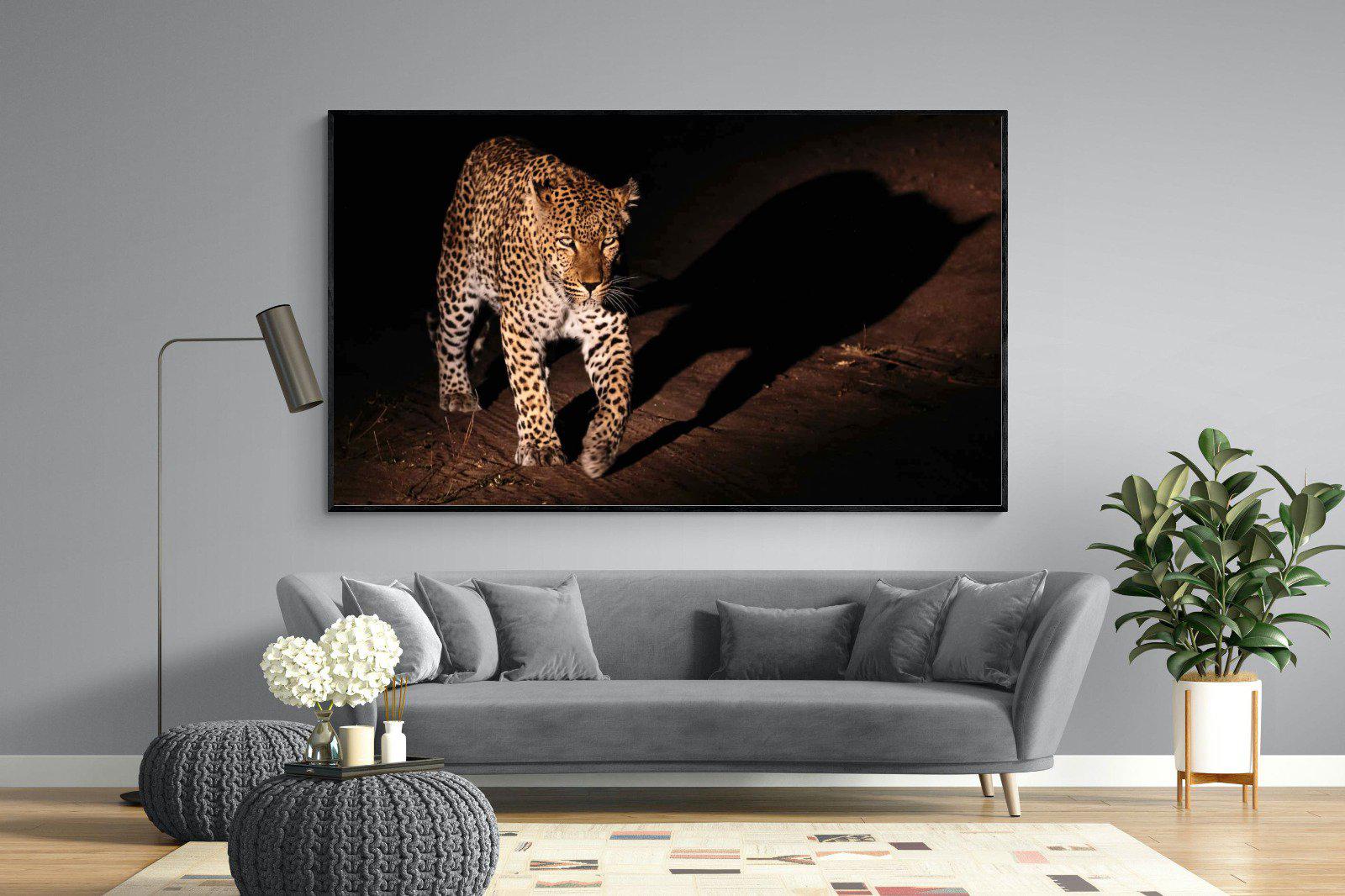 Night Leopard-Wall_Art-220 x 130cm-Mounted Canvas-Black-Pixalot