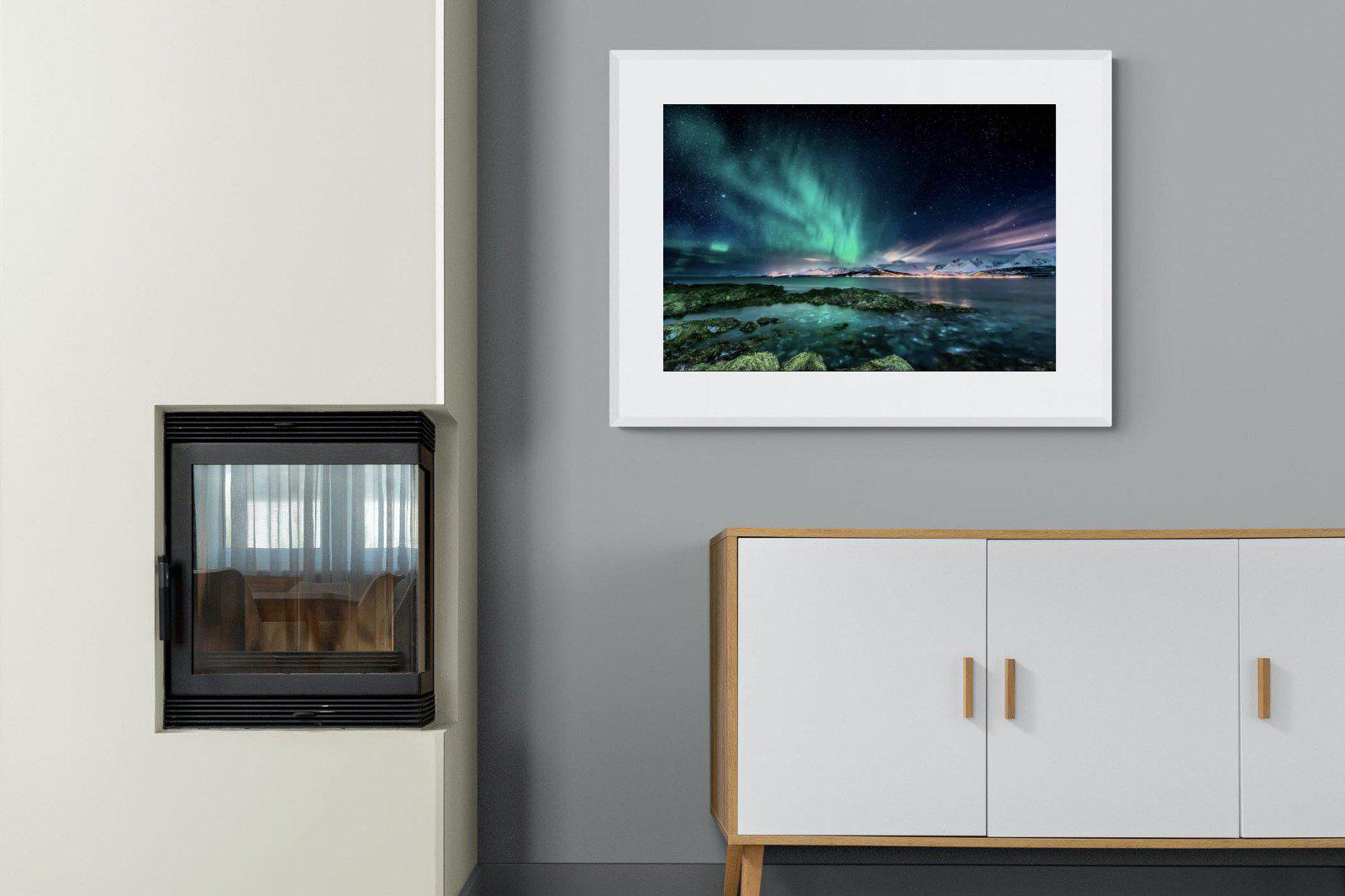 Northern Lights-Wall_Art-100 x 75cm-Framed Print-White-Pixalot