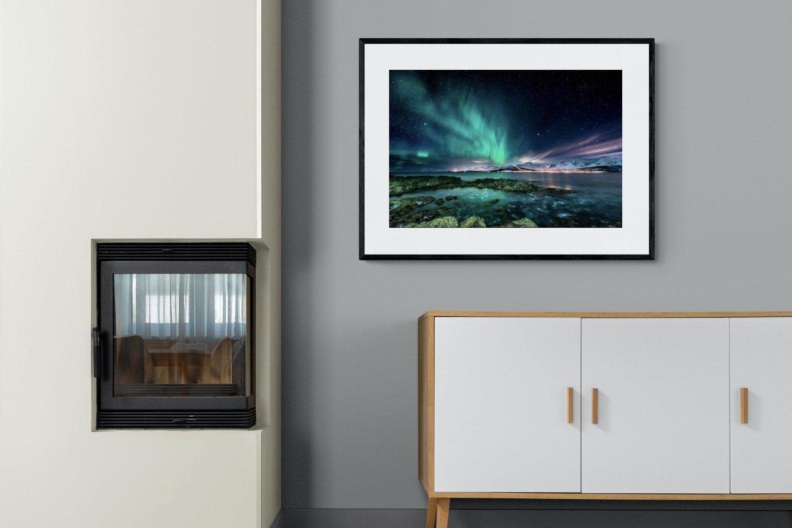 Northern Lights-Wall_Art-100 x 75cm-Framed Print-Black-Pixalot
