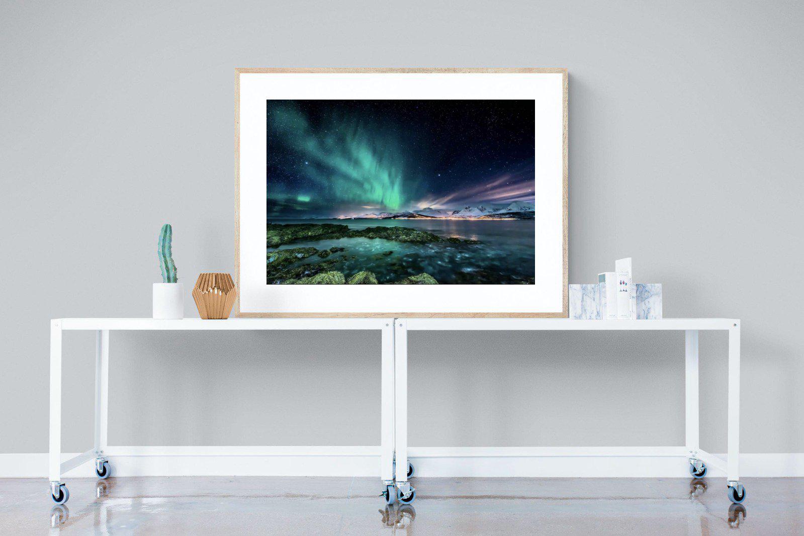Northern Lights-Wall_Art-120 x 90cm-Framed Print-Wood-Pixalot