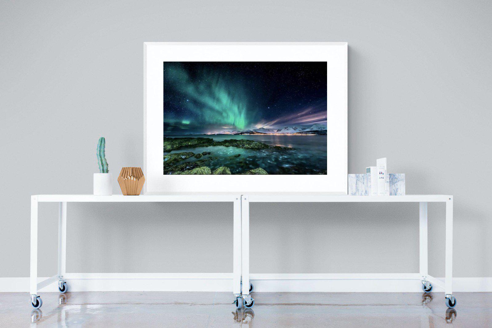 Northern Lights-Wall_Art-120 x 90cm-Framed Print-White-Pixalot