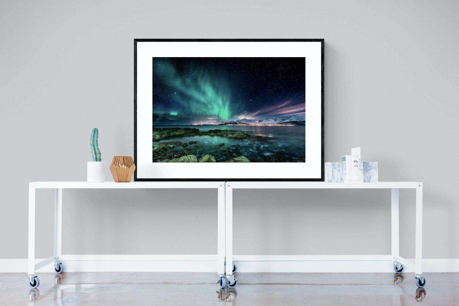 Northern Lights-Wall_Art-120 x 90cm-Framed Print-Black-Pixalot