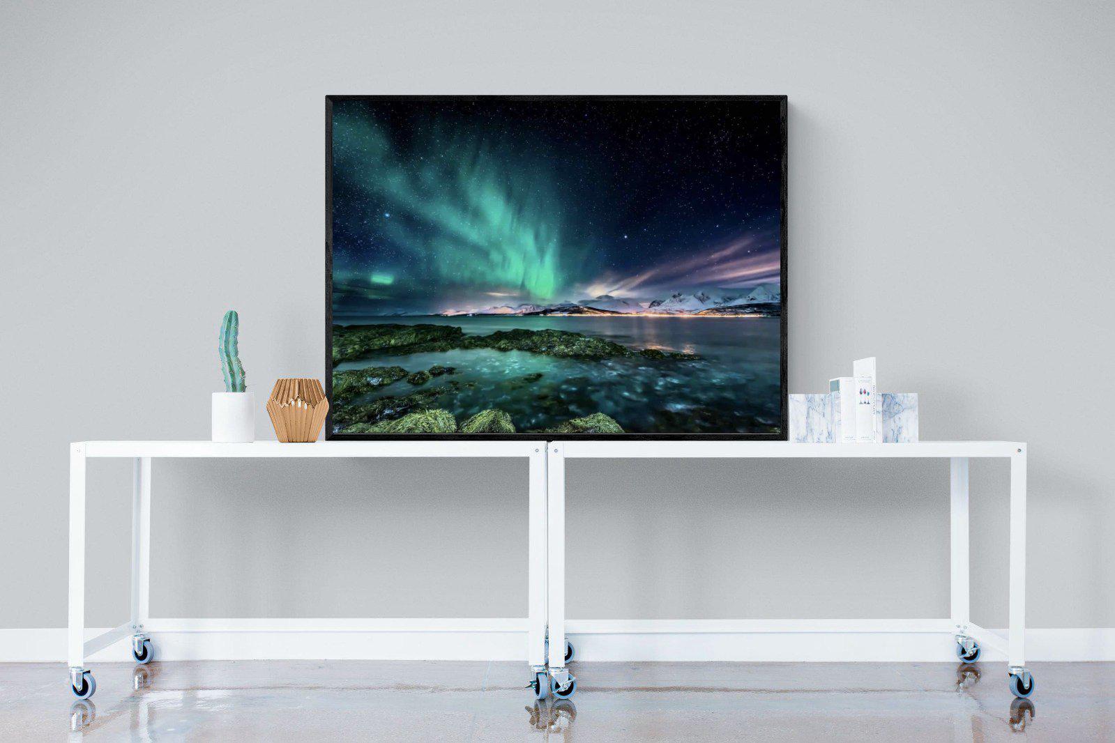 Northern Lights-Wall_Art-120 x 90cm-Mounted Canvas-Black-Pixalot