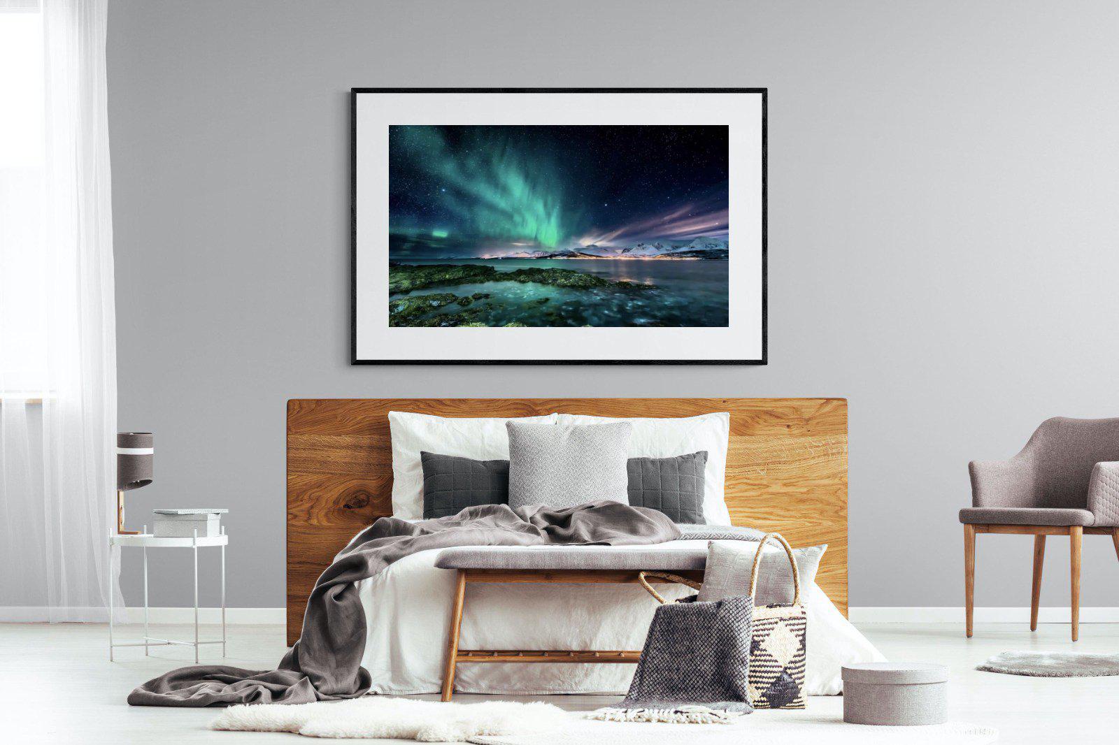 Northern Lights-Wall_Art-150 x 100cm-Framed Print-Black-Pixalot