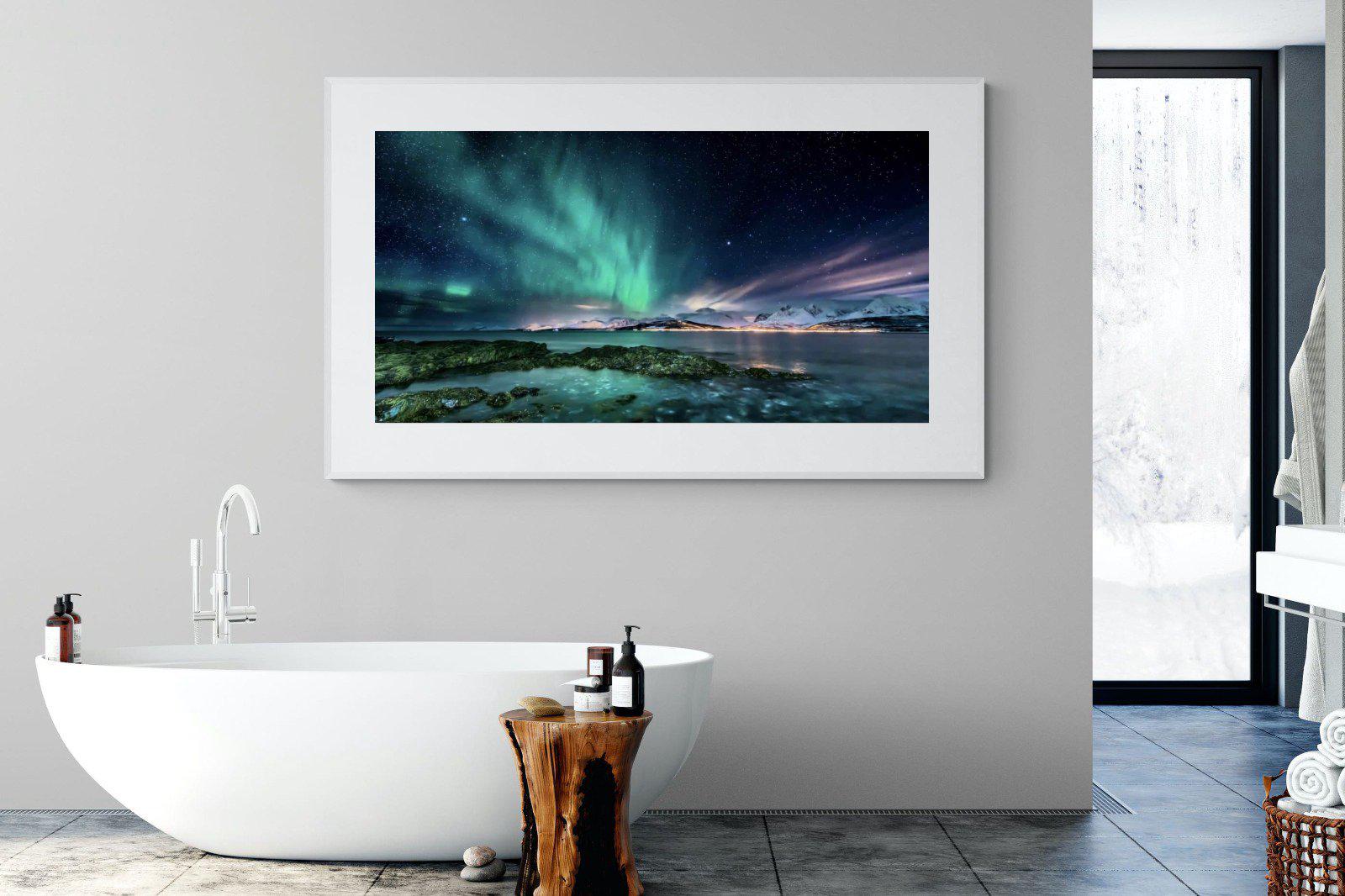 Northern Lights-Wall_Art-180 x 110cm-Framed Print-White-Pixalot