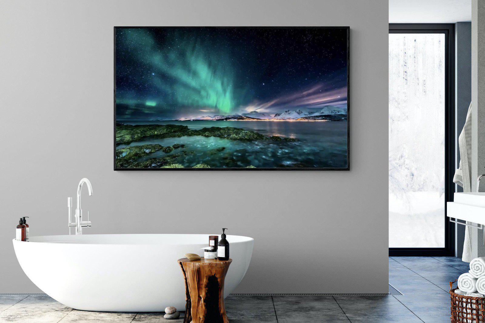 Northern Lights-Wall_Art-180 x 110cm-Mounted Canvas-Black-Pixalot