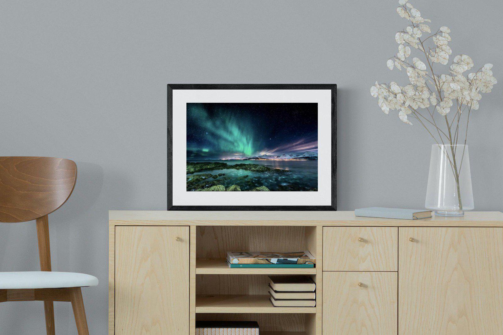 Northern Lights-Wall_Art-60 x 45cm-Framed Print-Black-Pixalot