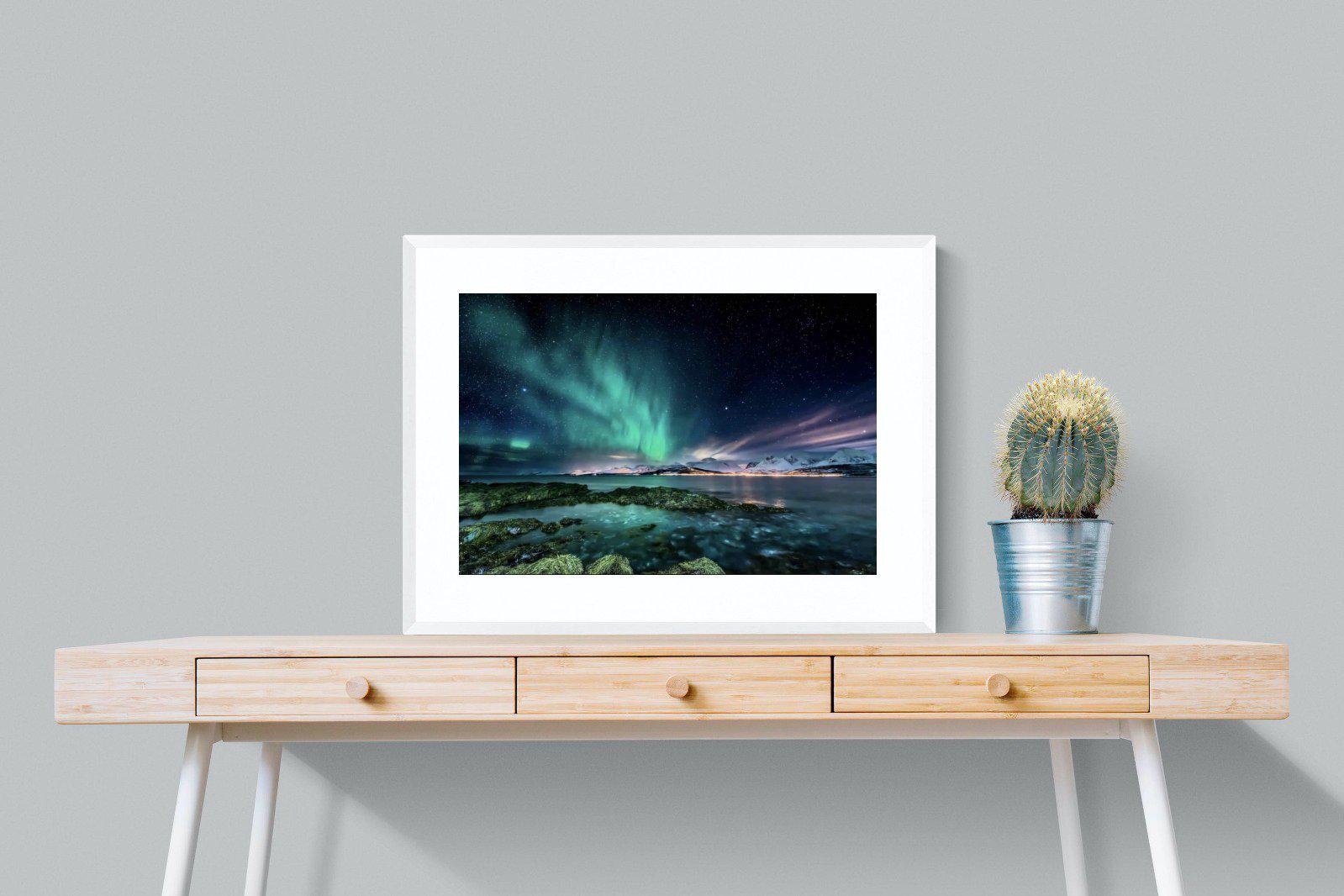 Northern Lights-Wall_Art-80 x 60cm-Framed Print-White-Pixalot