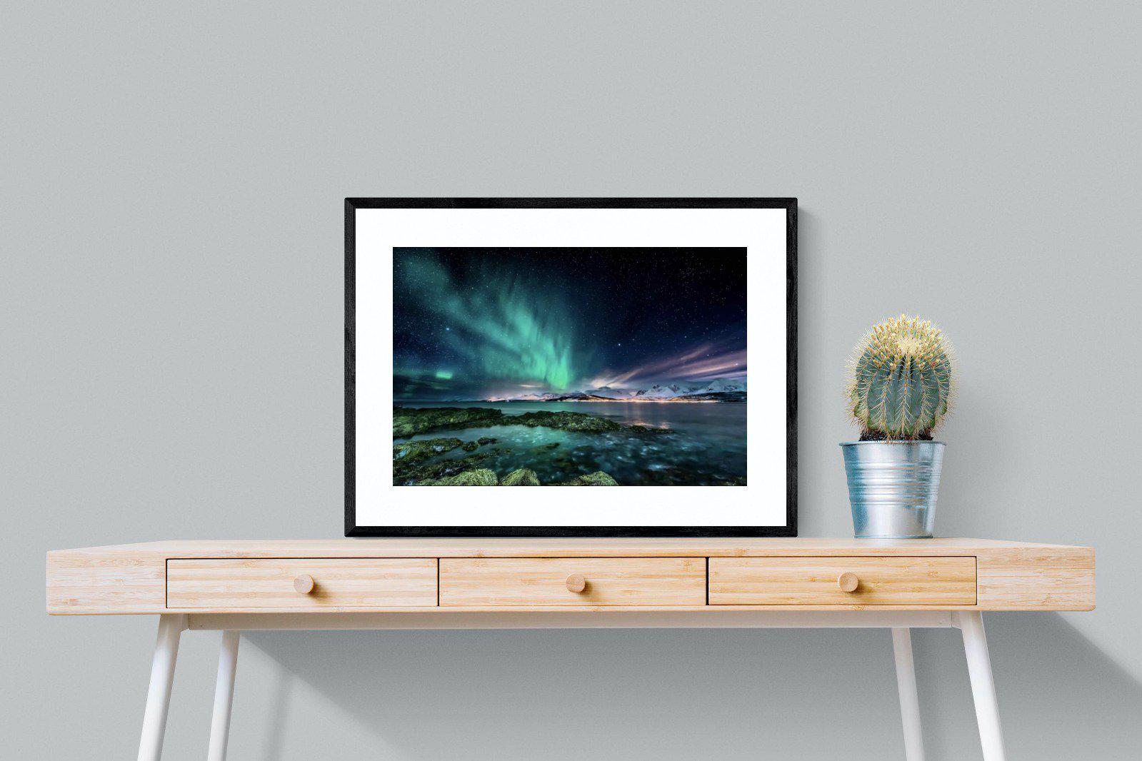 Northern Lights-Wall_Art-80 x 60cm-Framed Print-Black-Pixalot
