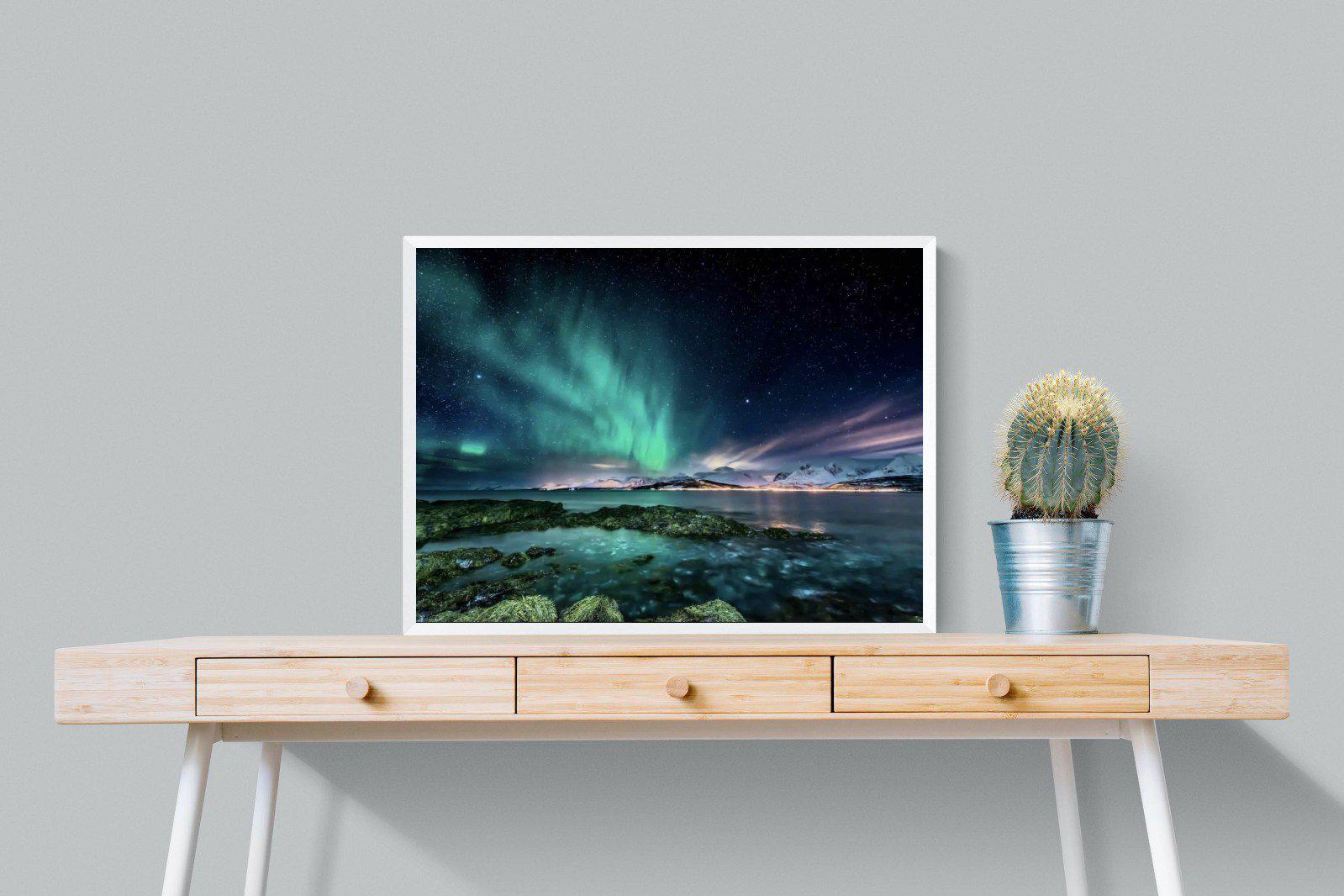 Northern Lights-Wall_Art-80 x 60cm-Mounted Canvas-White-Pixalot