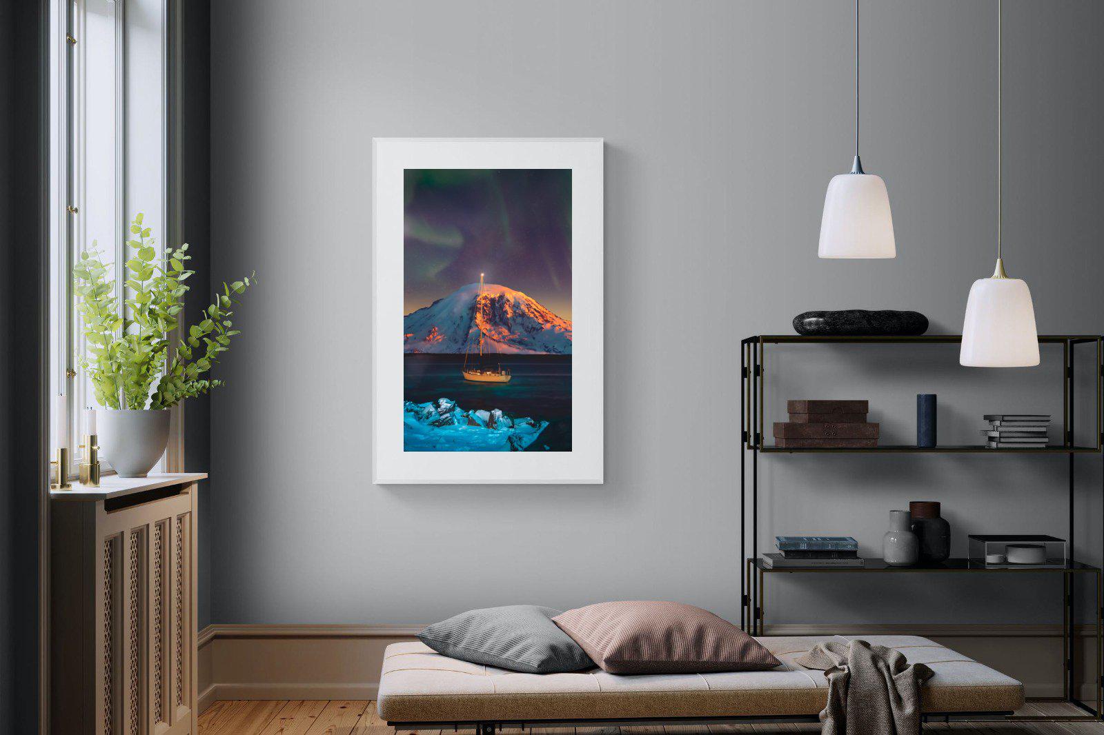 Northern Lights Voyage-Wall_Art-100 x 150cm-Framed Print-White-Pixalot