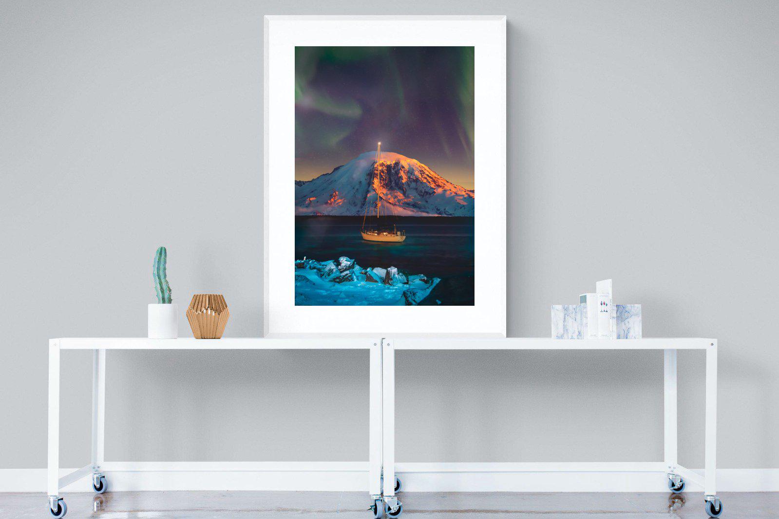 Northern Lights Voyage-Wall_Art-90 x 120cm-Framed Print-White-Pixalot