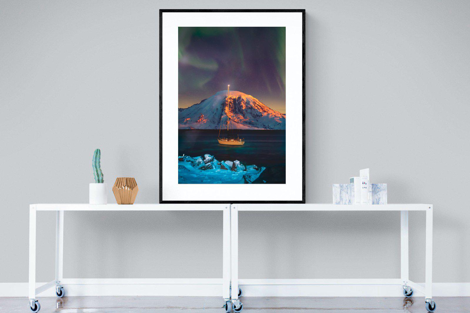 Northern Lights Voyage-Wall_Art-90 x 120cm-Framed Print-Black-Pixalot