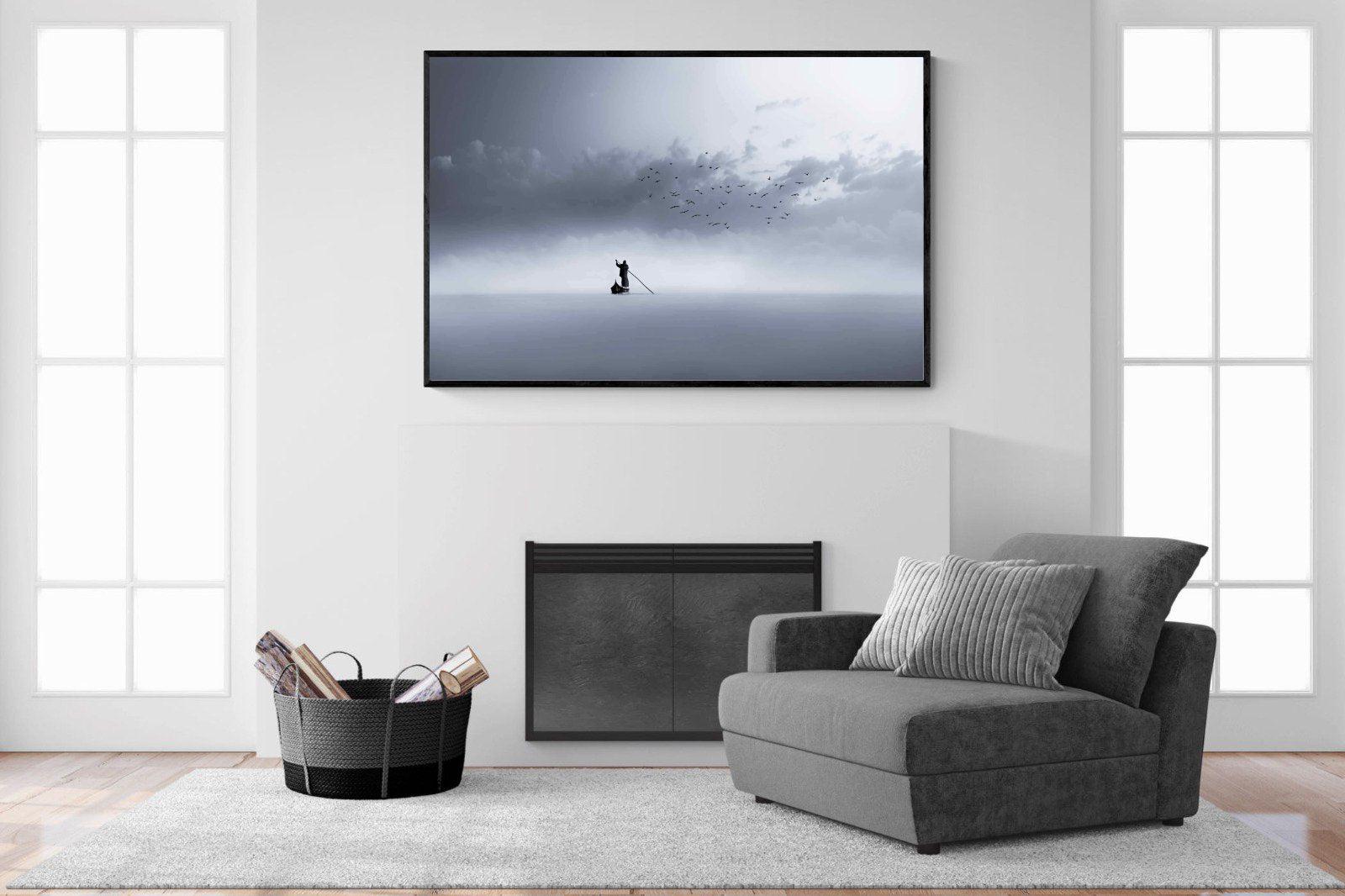 Oarsman-Wall_Art-150 x 100cm-Mounted Canvas-Black-Pixalot