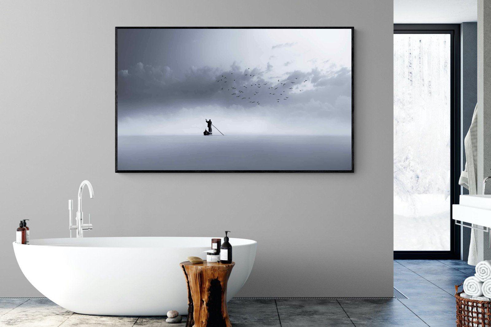 Oarsman-Wall_Art-180 x 110cm-Mounted Canvas-Black-Pixalot