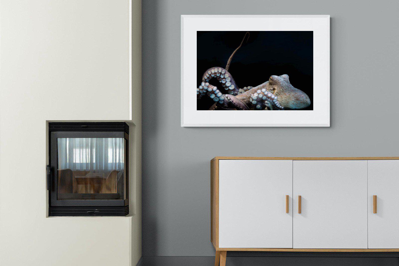Octopus-Wall_Art-100 x 75cm-Framed Print-White-Pixalot