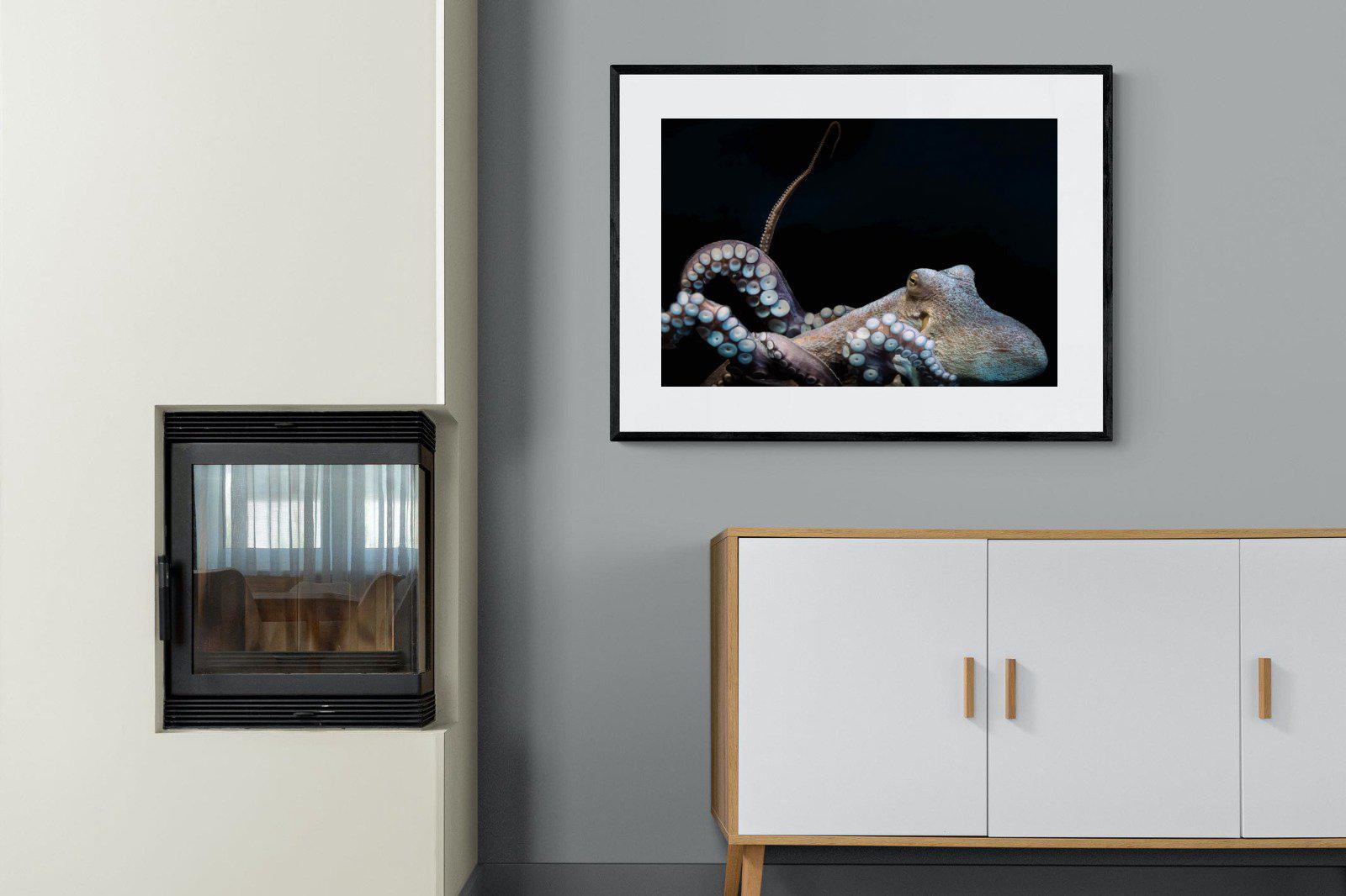 Octopus-Wall_Art-100 x 75cm-Framed Print-Black-Pixalot