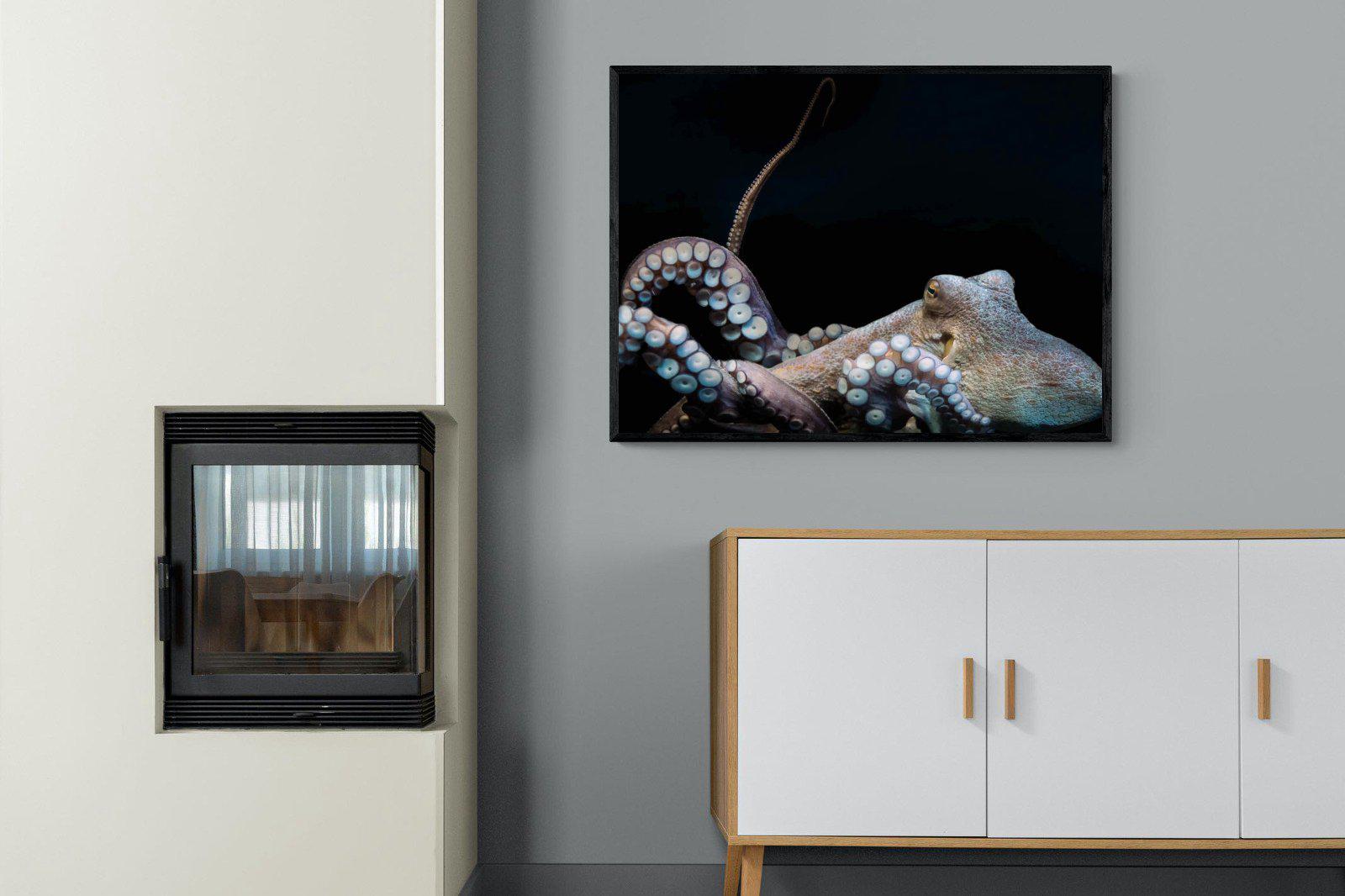 Octopus-Wall_Art-100 x 75cm-Mounted Canvas-Black-Pixalot