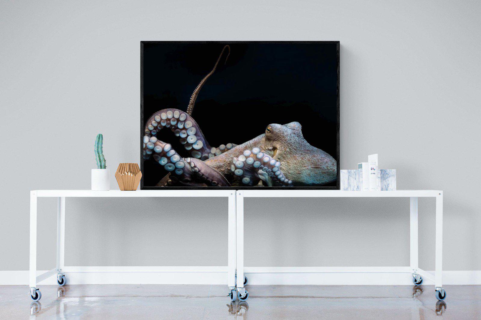 Octopus-Wall_Art-120 x 90cm-Mounted Canvas-Black-Pixalot