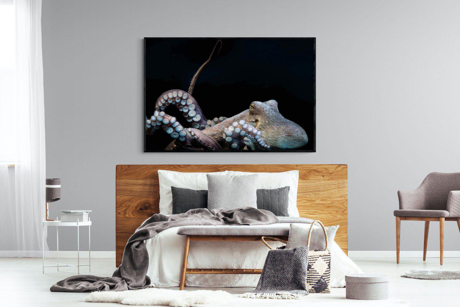 Octopus-Wall_Art-150 x 100cm-Mounted Canvas-Black-Pixalot