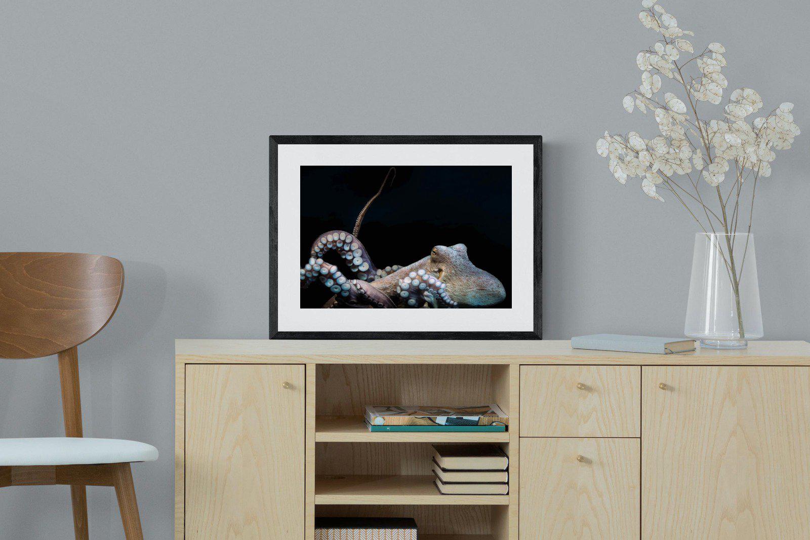 Octopus-Wall_Art-60 x 45cm-Framed Print-Black-Pixalot