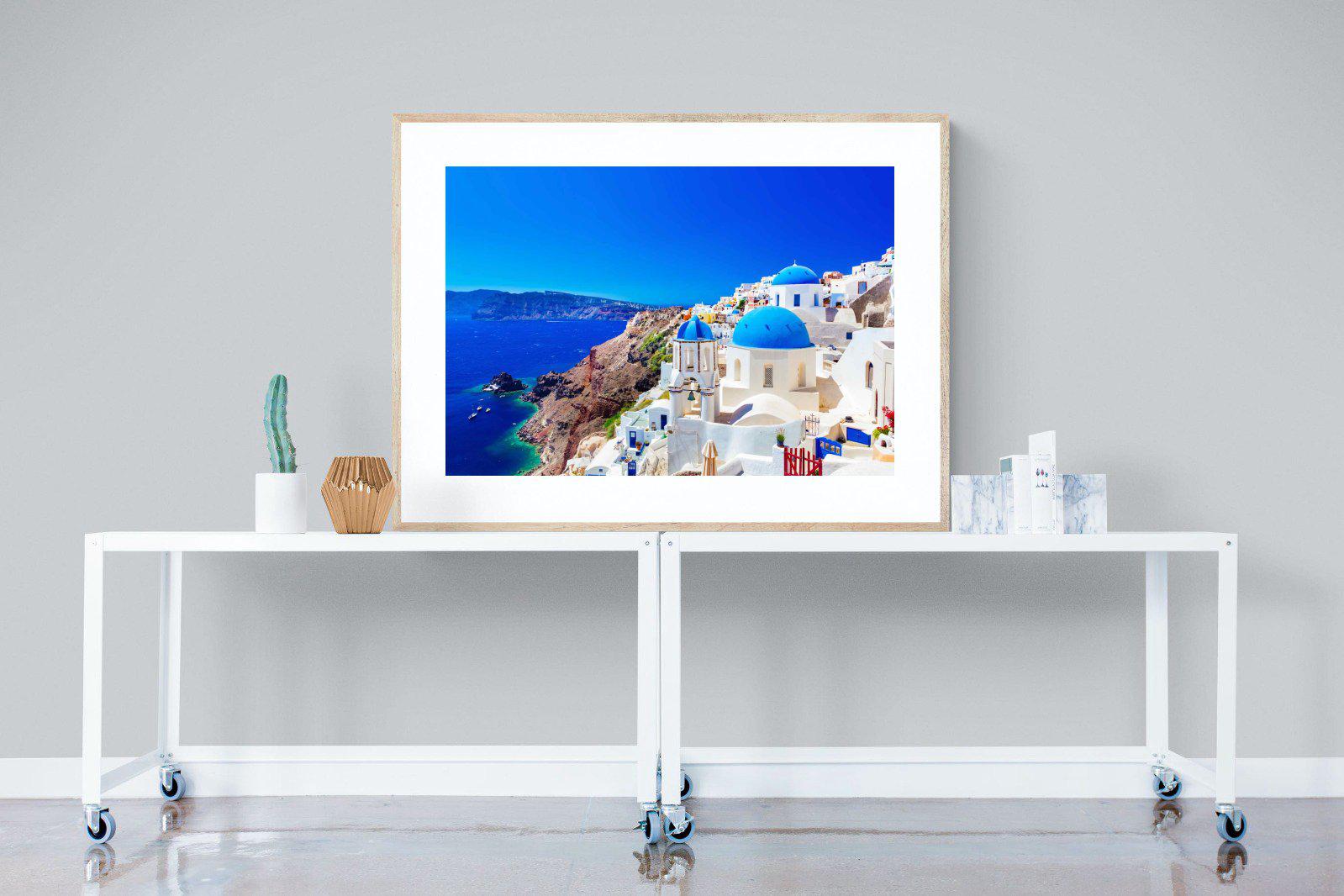 Oia Town-Wall_Art-120 x 90cm-Framed Print-Wood-Pixalot
