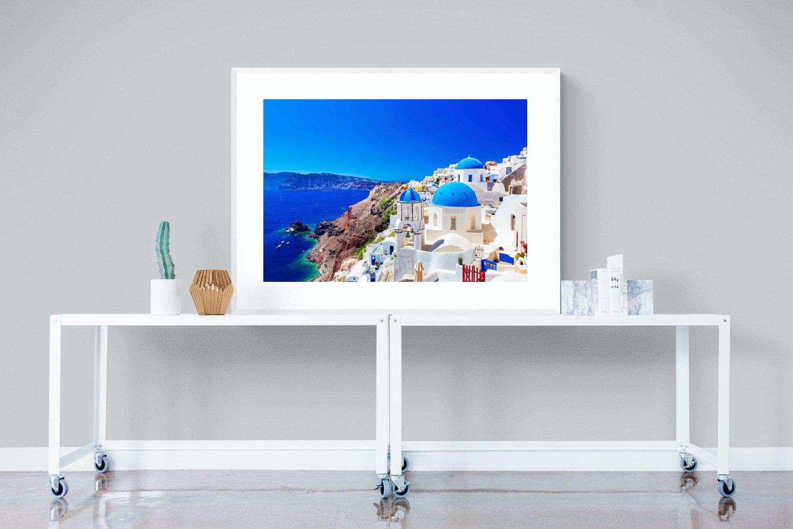 Oia Town-Wall_Art-120 x 90cm-Framed Print-White-Pixalot