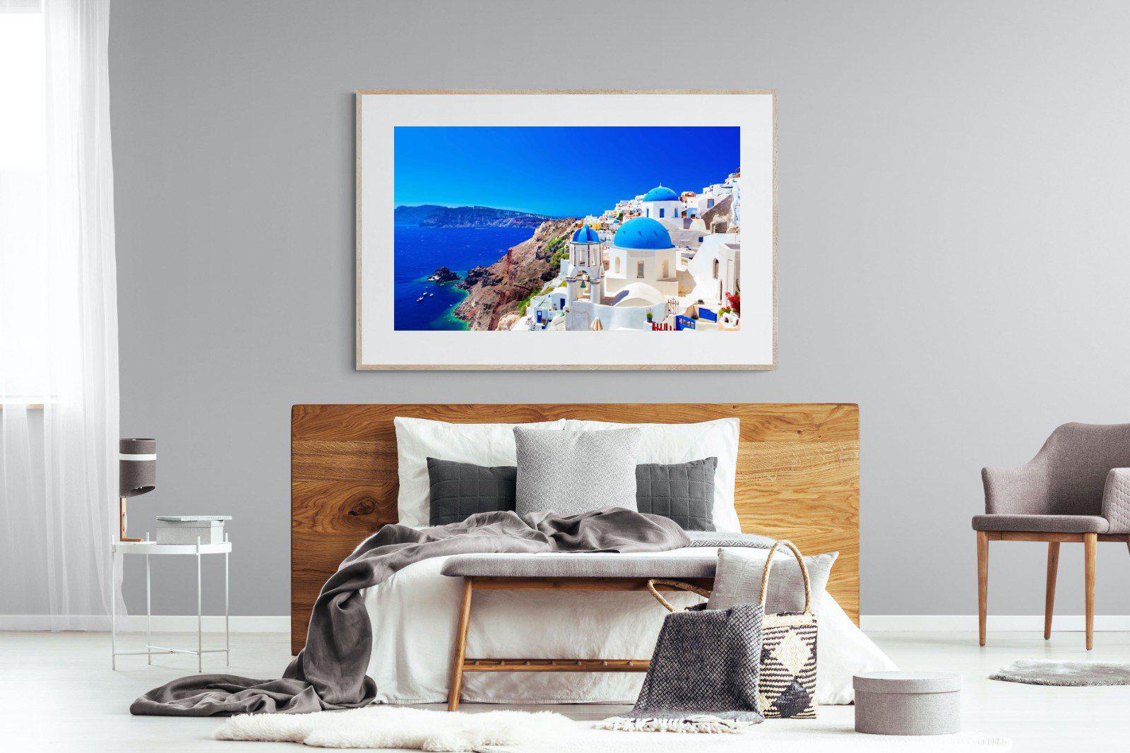 Oia Town-Wall_Art-150 x 100cm-Framed Print-Wood-Pixalot