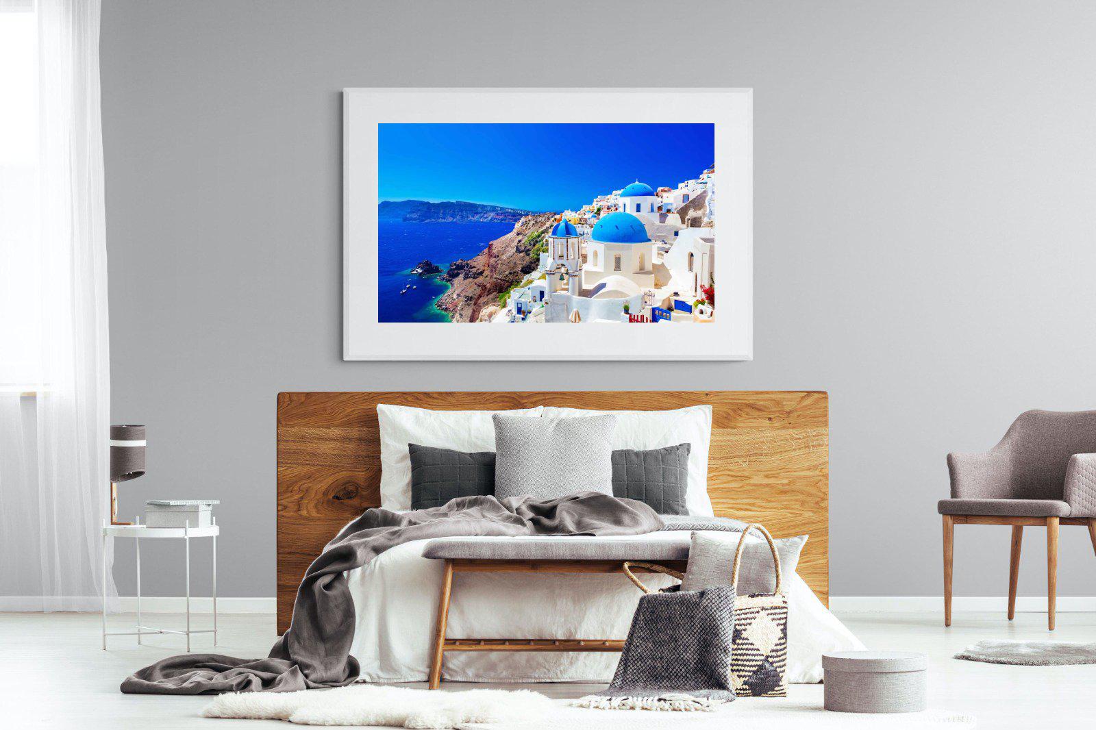 Oia Town-Wall_Art-150 x 100cm-Framed Print-White-Pixalot
