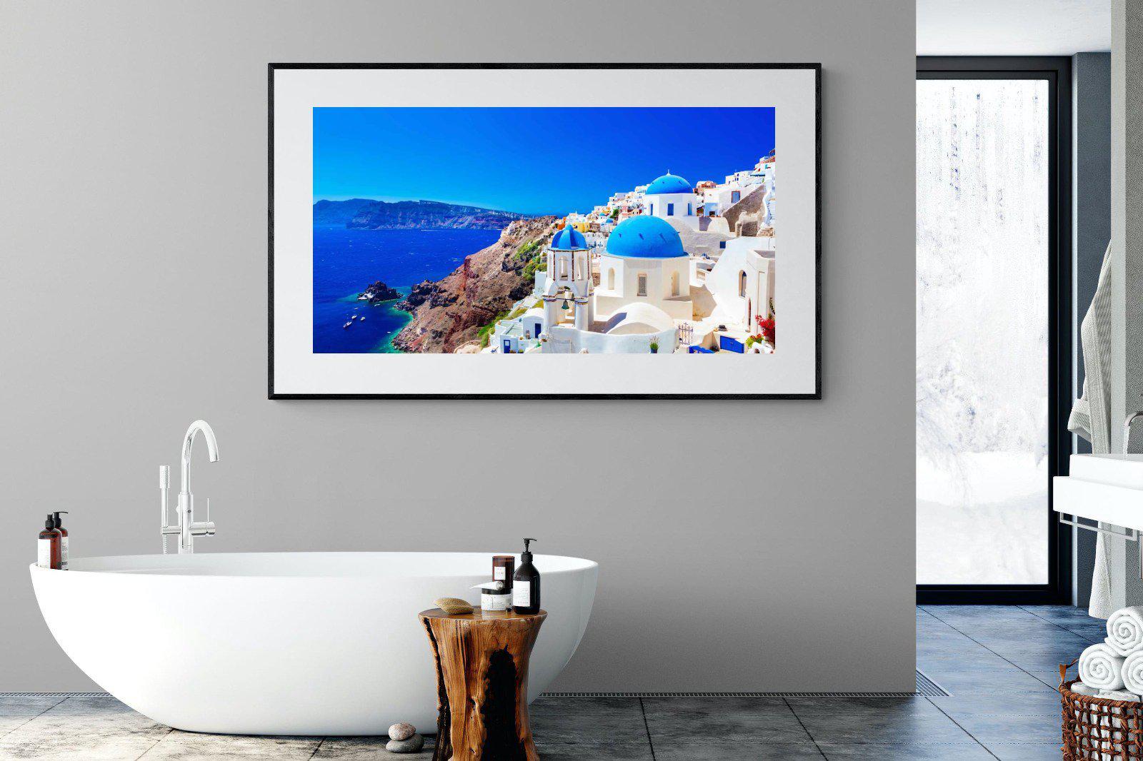 Oia Town-Wall_Art-180 x 110cm-Framed Print-Black-Pixalot