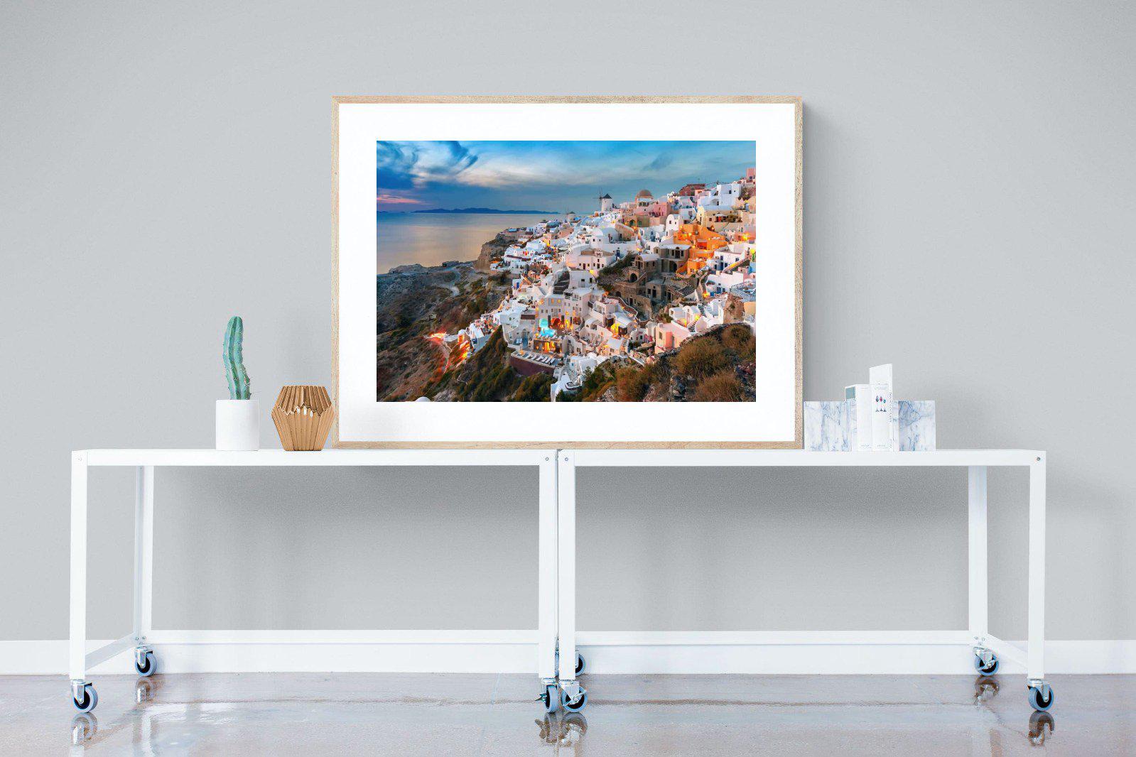 Oia at Sunset-Wall_Art-120 x 90cm-Framed Print-Wood-Pixalot