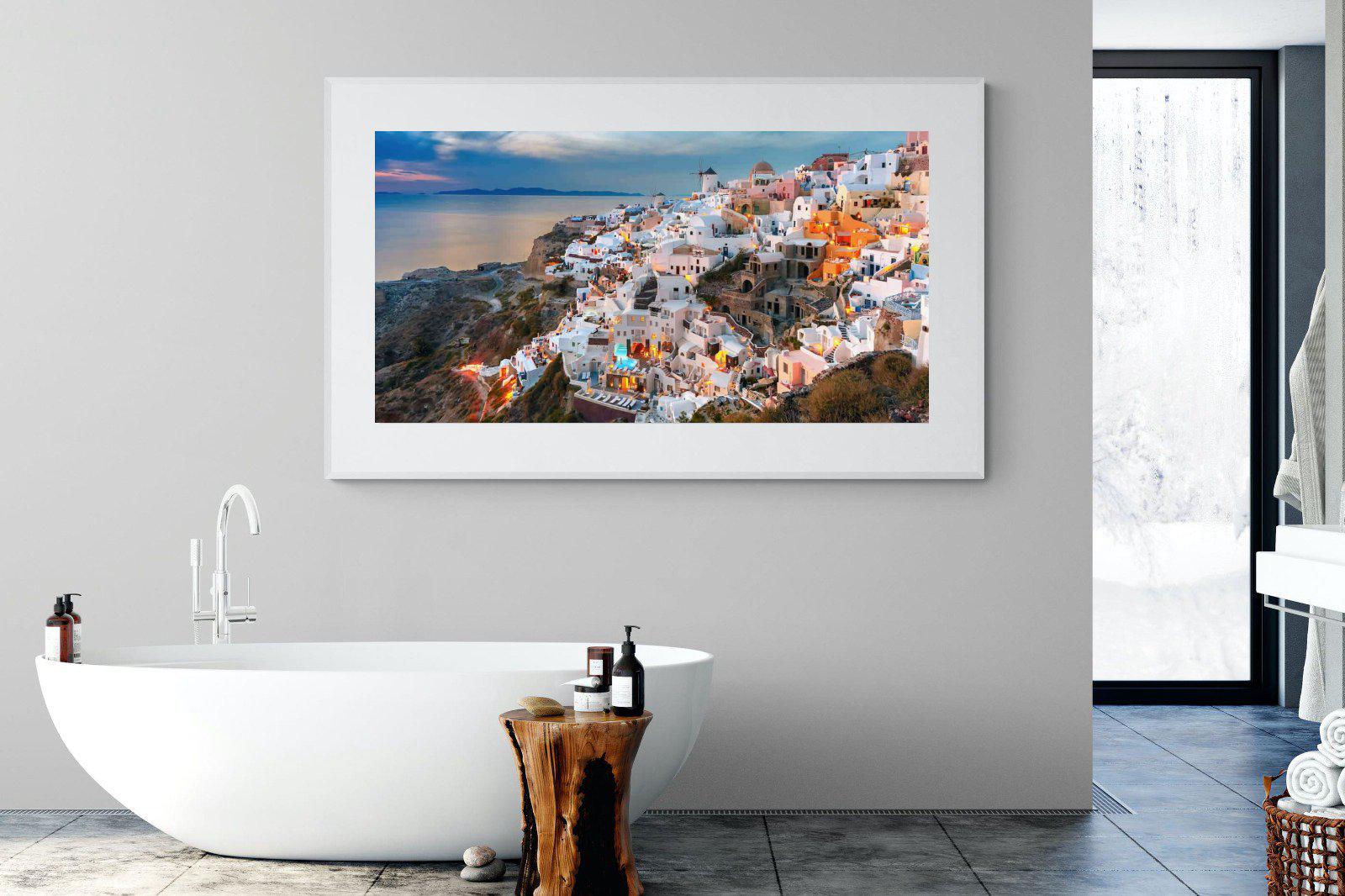 Oia at Sunset-Wall_Art-180 x 110cm-Framed Print-White-Pixalot