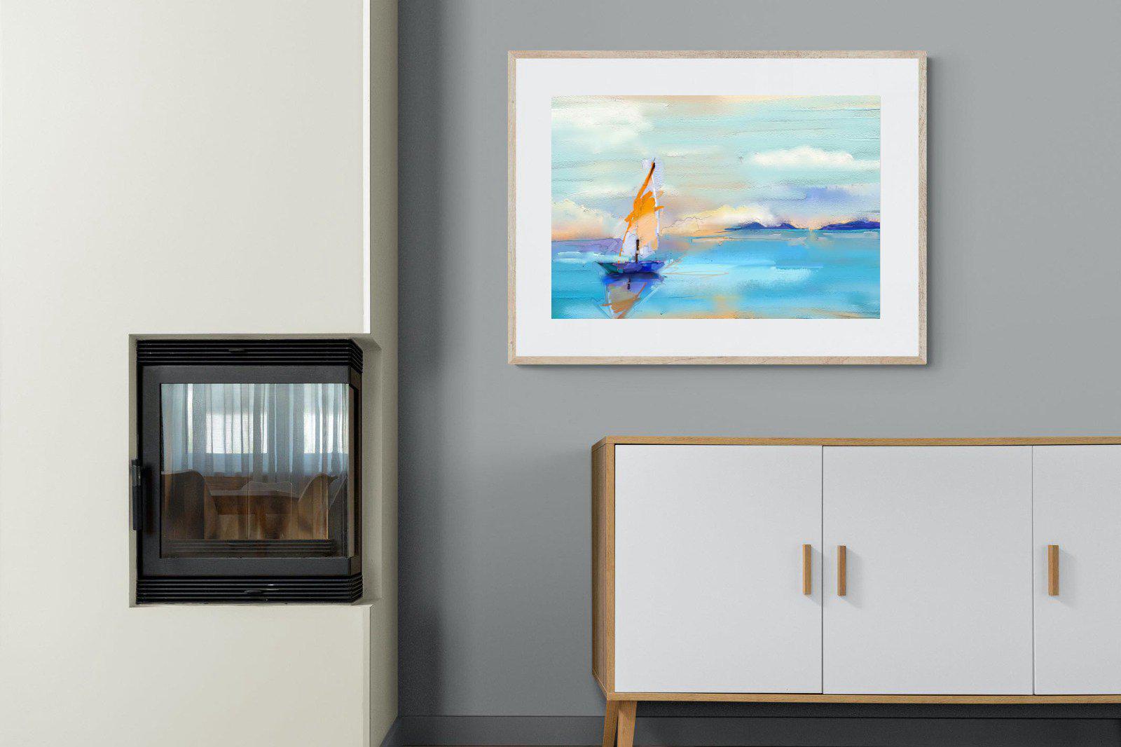 One Sail-Wall_Art-100 x 75cm-Framed Print-Wood-Pixalot