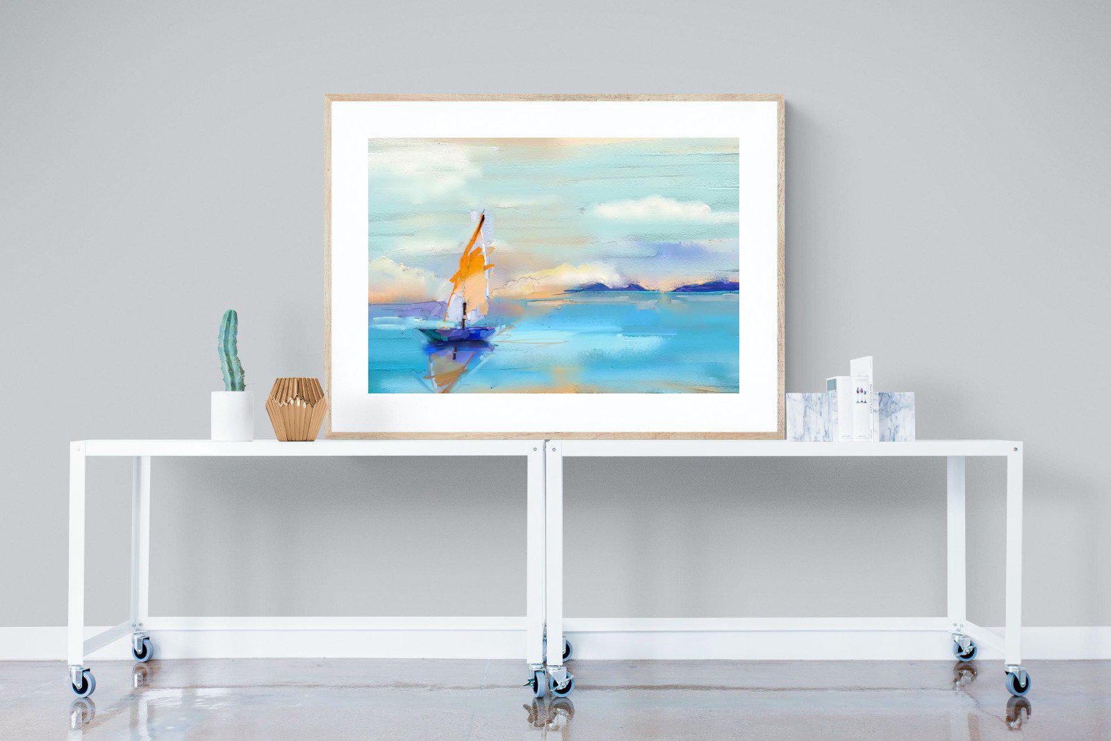One Sail-Wall_Art-120 x 90cm-Framed Print-Wood-Pixalot