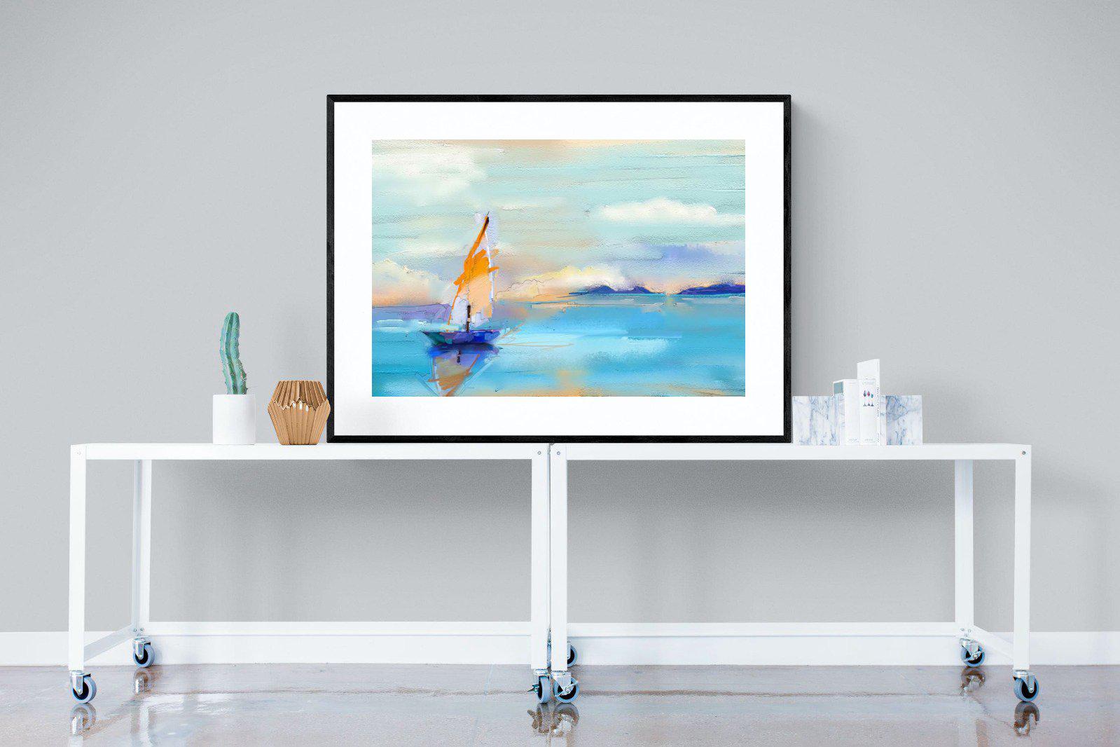 One Sail-Wall_Art-120 x 90cm-Framed Print-Black-Pixalot