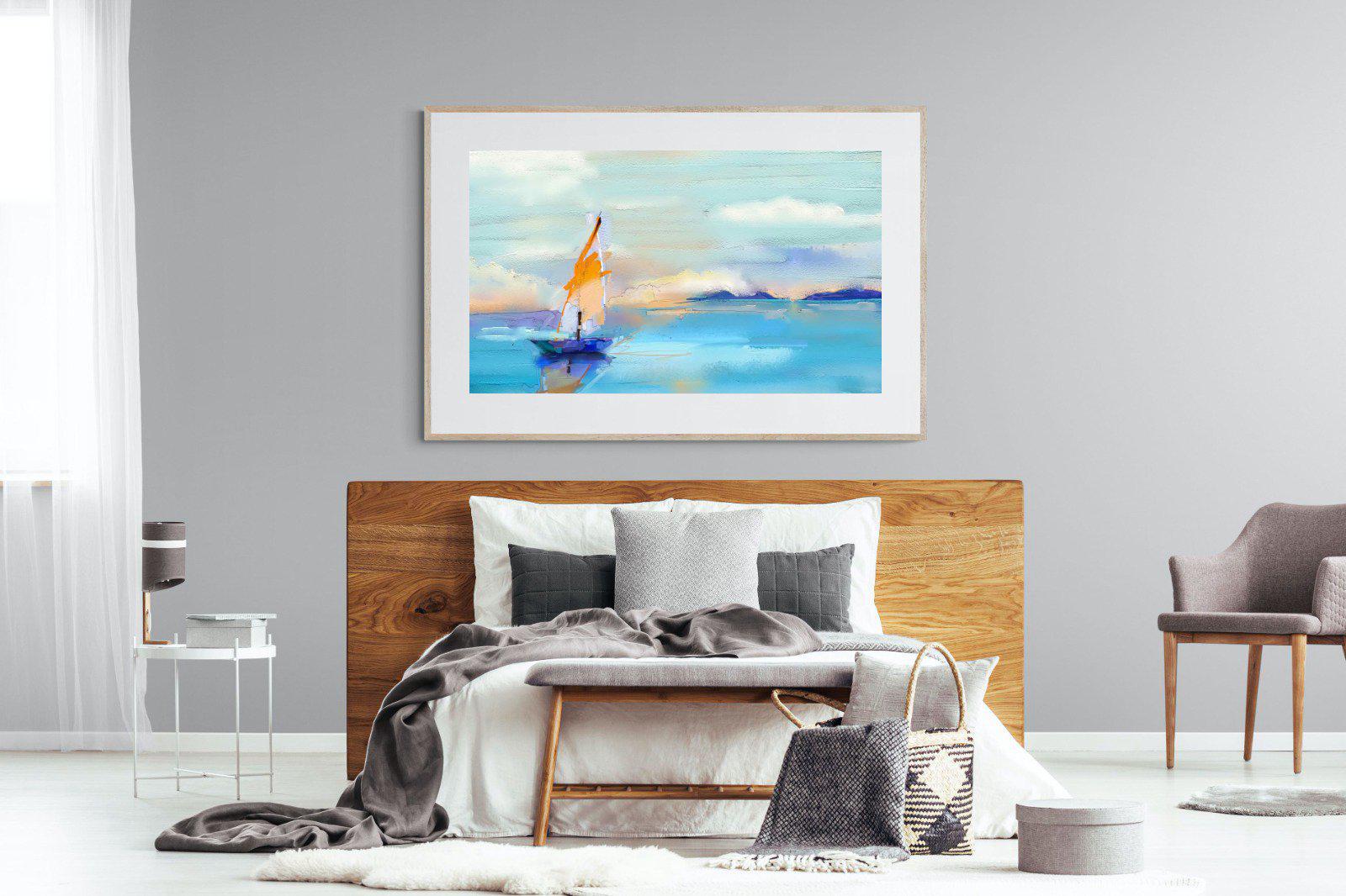 One Sail-Wall_Art-150 x 100cm-Framed Print-Wood-Pixalot