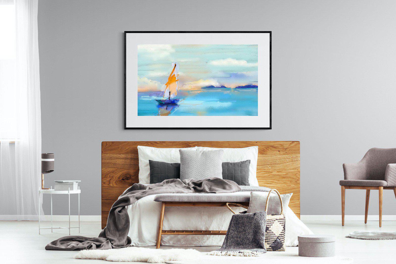 One Sail-Wall_Art-150 x 100cm-Framed Print-Black-Pixalot