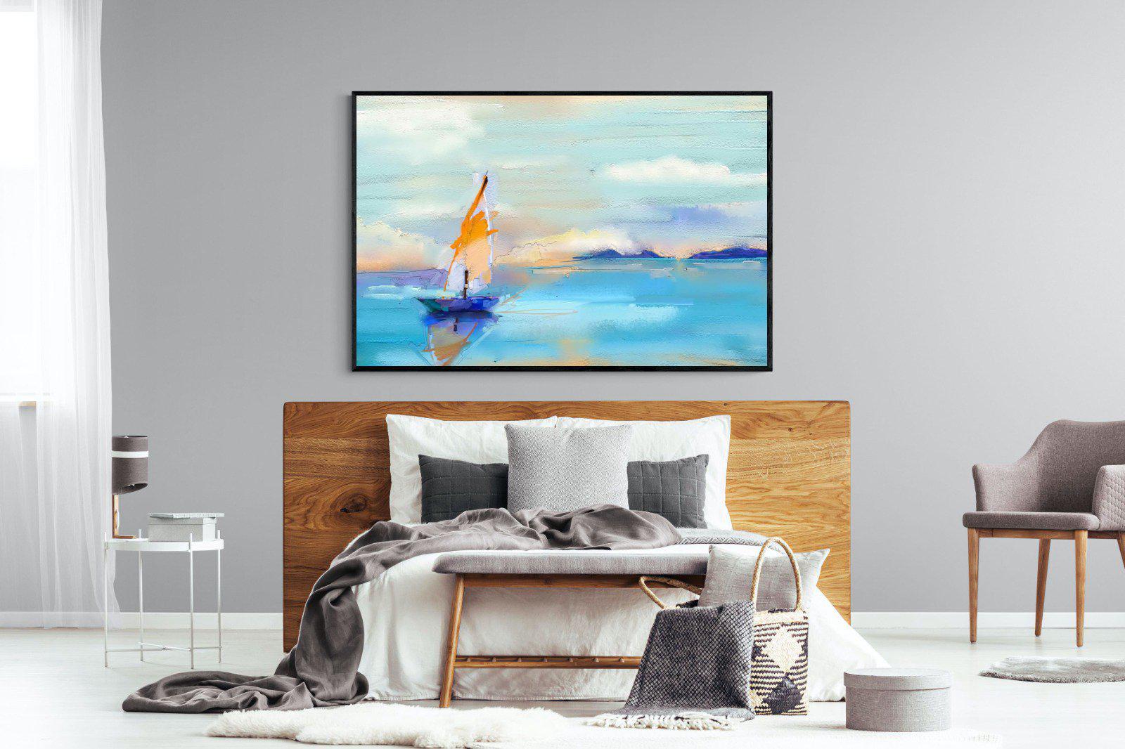 One Sail-Wall_Art-150 x 100cm-Mounted Canvas-Black-Pixalot