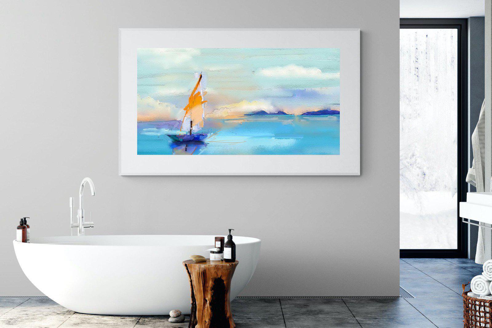 One Sail-Wall_Art-180 x 110cm-Framed Print-White-Pixalot