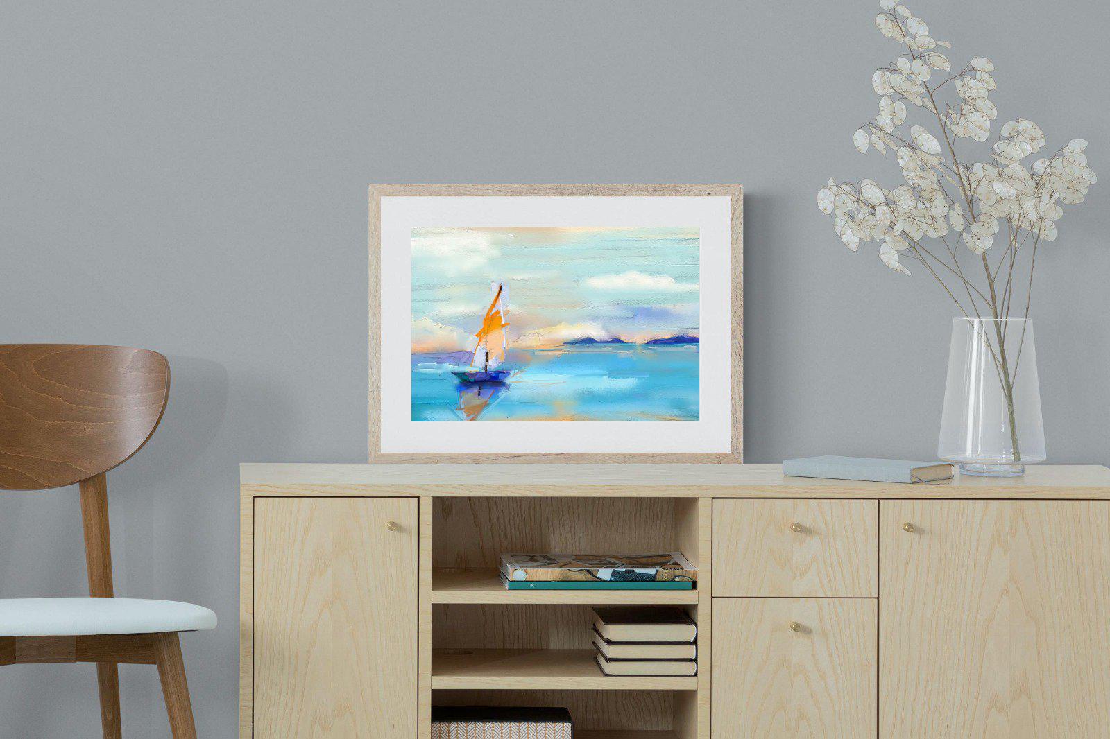 One Sail-Wall_Art-60 x 45cm-Framed Print-Wood-Pixalot