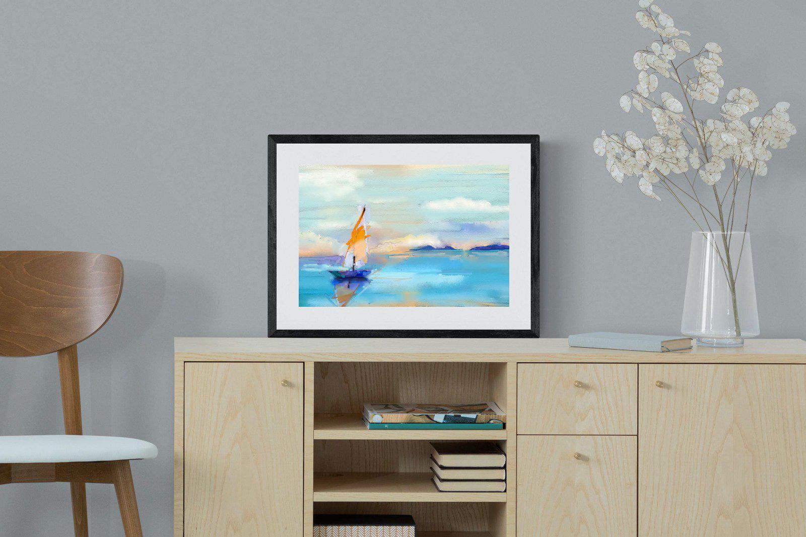 One Sail-Wall_Art-60 x 45cm-Framed Print-Black-Pixalot
