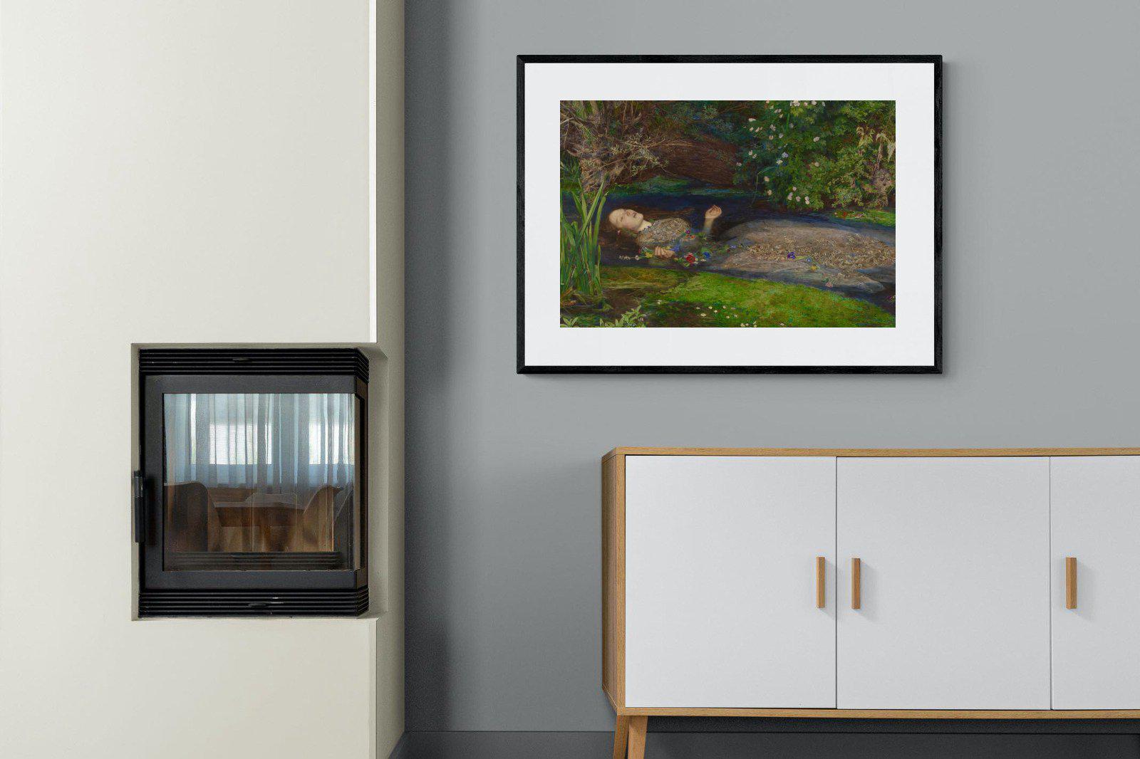 Ophelia-Wall_Art-100 x 75cm-Framed Print-Black-Pixalot