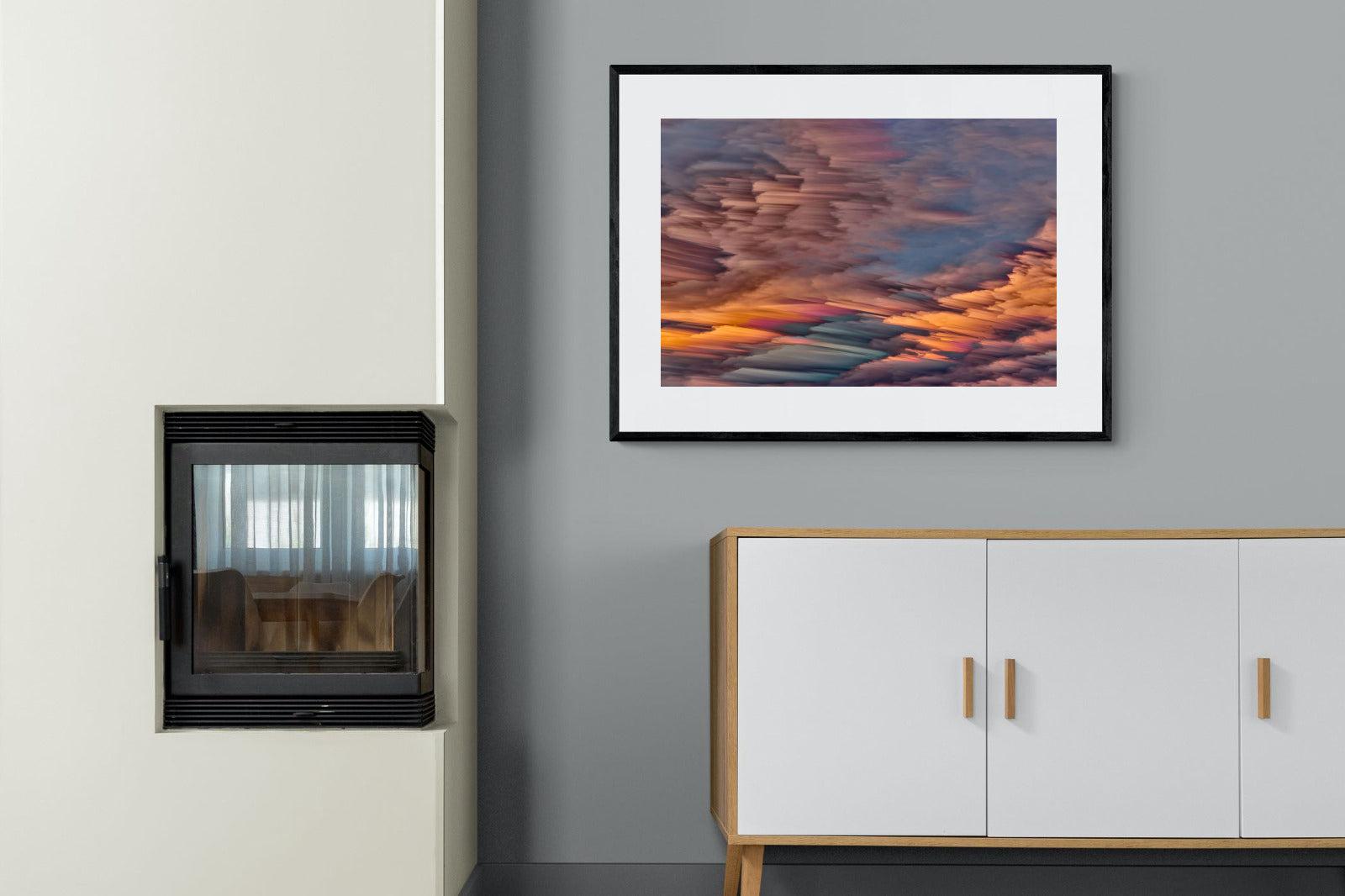 Orange Sunset-Wall_Art-100 x 75cm-Framed Print-Black-Pixalot