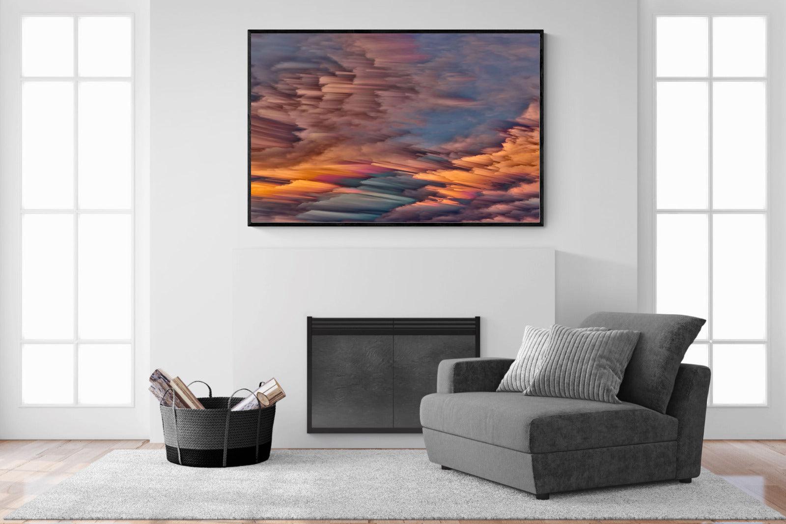 Orange Sunset-Wall_Art-150 x 100cm-Mounted Canvas-Black-Pixalot