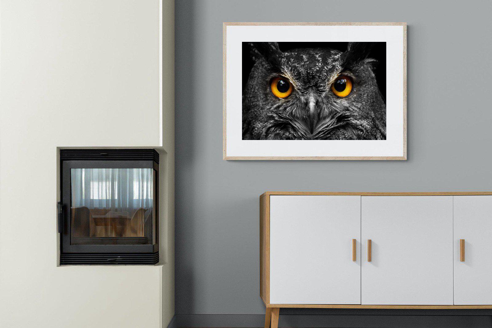 Owl Eyes-Wall_Art-100 x 75cm-Framed Print-Wood-Pixalot