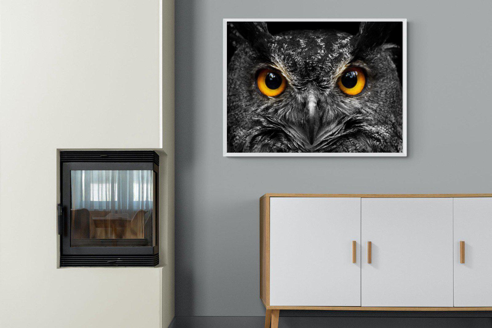 Owl Eyes-Wall_Art-100 x 75cm-Mounted Canvas-White-Pixalot