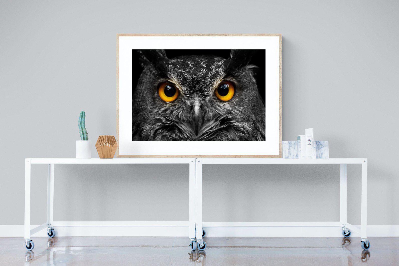 Owl Eyes-Wall_Art-120 x 90cm-Framed Print-Wood-Pixalot