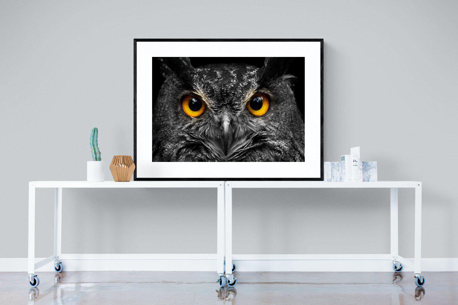 Owl Eyes-Wall_Art-120 x 90cm-Framed Print-Black-Pixalot